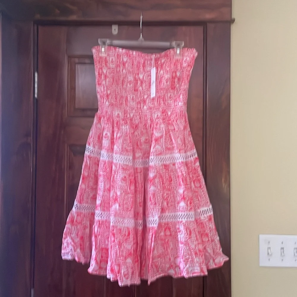 Strapless Pink Patterned Dress - Picture 2 of 4